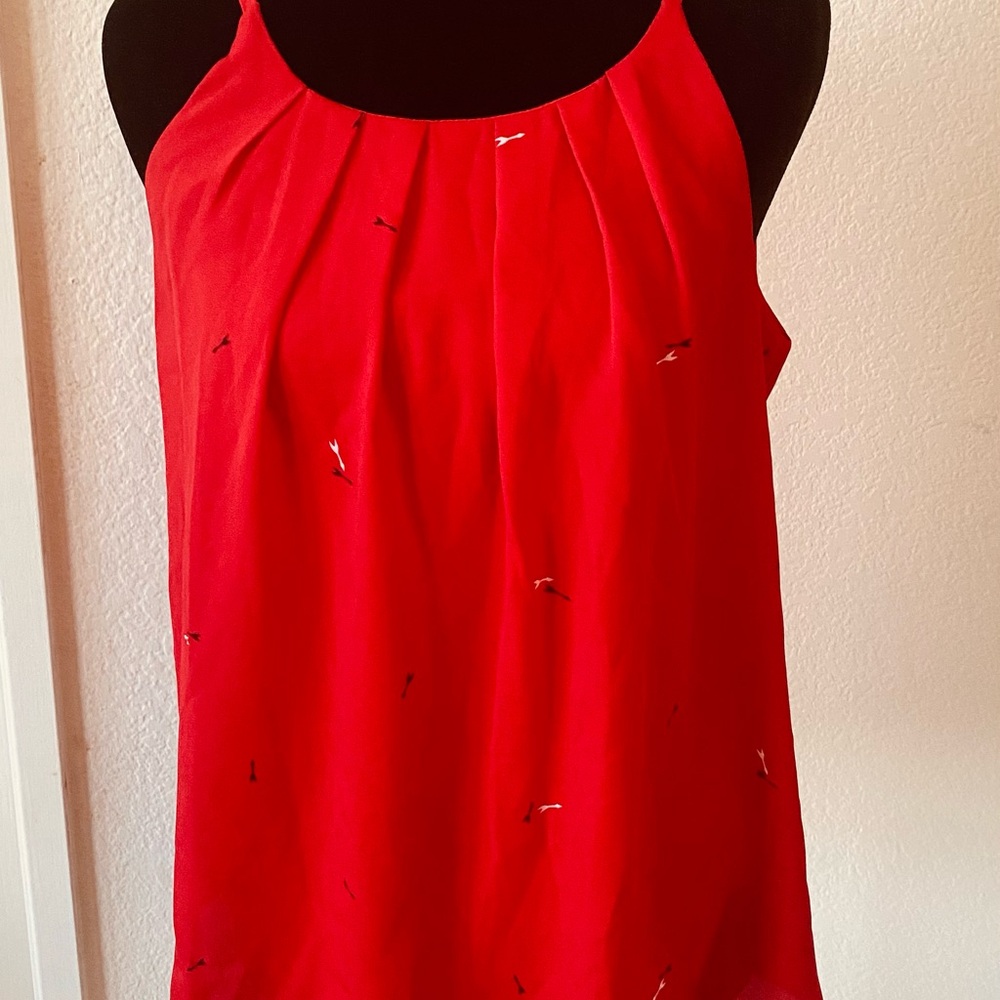 Red Pleated Camisole Top